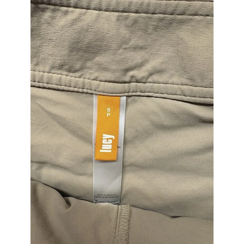 Lucy Womens Small Beige Casual Active Skort Skirt Side Zip Front Pockets Stretch